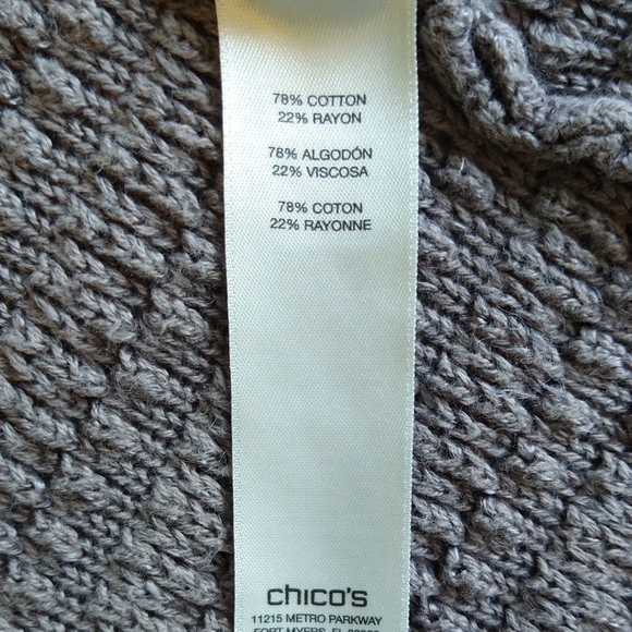 Chico's Brown Open Knit 3/4 Dolman Sleeve Open Front Cocoon Cardigan Boho - Picture 8 of 8